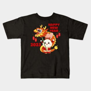 Happy Chinese New Year 2023 Year Of The Rabbit Dragon Zodiac Kids T-Shirt